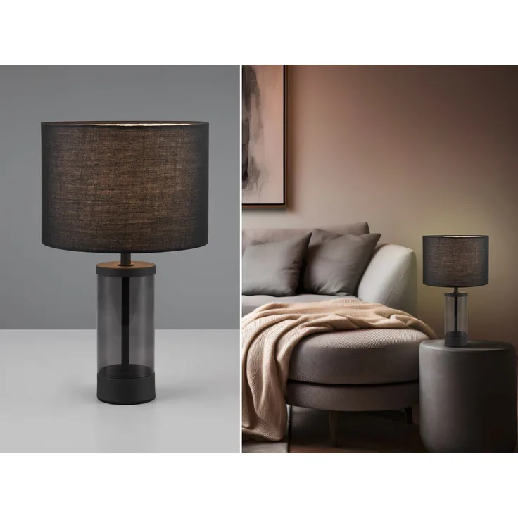 Trio Leuchten Tischleuchte Grazia E14, schwarz, Metall/Glas