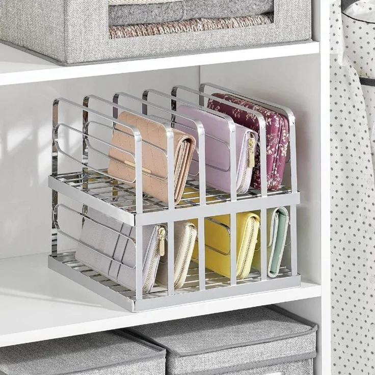 mDesign Aufbewahrung Ablage Organizer 2er-Set für Clutch + Handtaschen Silber – Bild 4