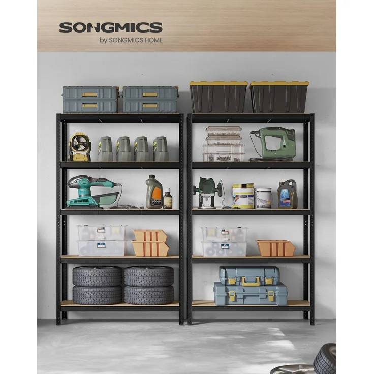 Songmics Schwerlastregal mit 5 Ablagen, Stahl / MDF, Schwarz, 200 x 60 x 120 cm – Bild 3
