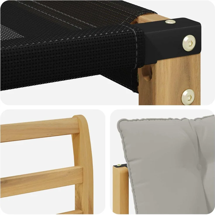 vidaXL Outdoor-Sofagarnitur Massives Akazienholz und Textilene Weiß 3439065 – Bild 8