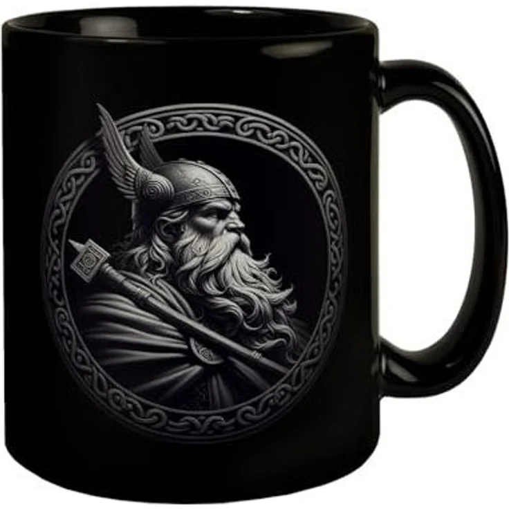 speecheese Tasse Odin Wikingergott Amulett Tasse schwarz in Schwarz – Bild 1