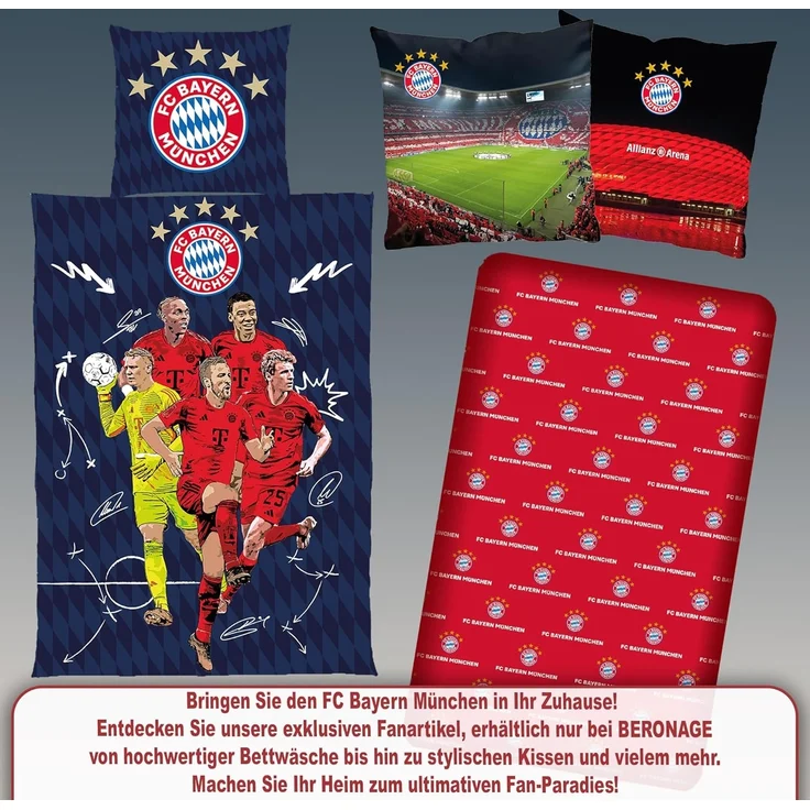 BERONAGE Dekokissen FC Bayern München Kissen Allianz Arena 40x40 cm Fußball-Kuschelkissen, passend zur Bettwäsche, ideal für Sofa, Couch, Bett, Auto, Camping – Bild 7