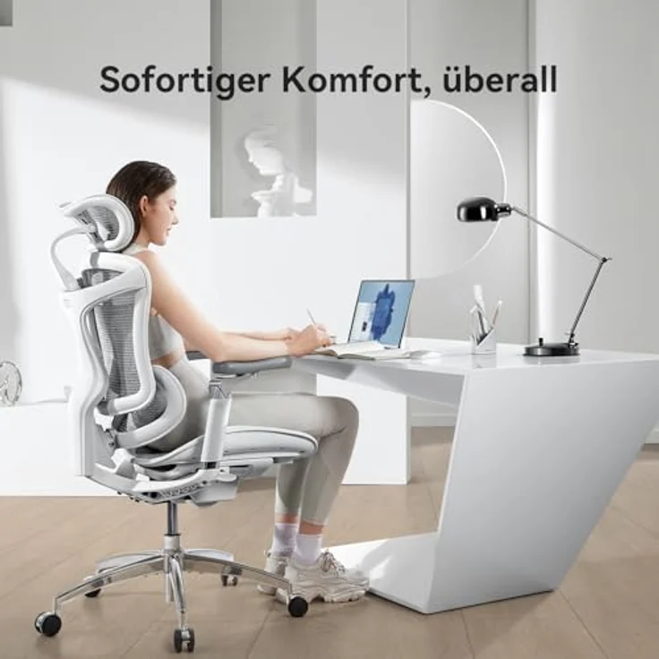 SIHOO Doro C300 Pro Ergonomischer Bürostuhl mit ultraweichen 6D-Armlehnen, dynamischer Lendenwirbelstütze, Sitztiefenverstellung und verstellbarer Rückenlehne, Schreibtischstuhl für Home Office (Weiß) – Bild 9