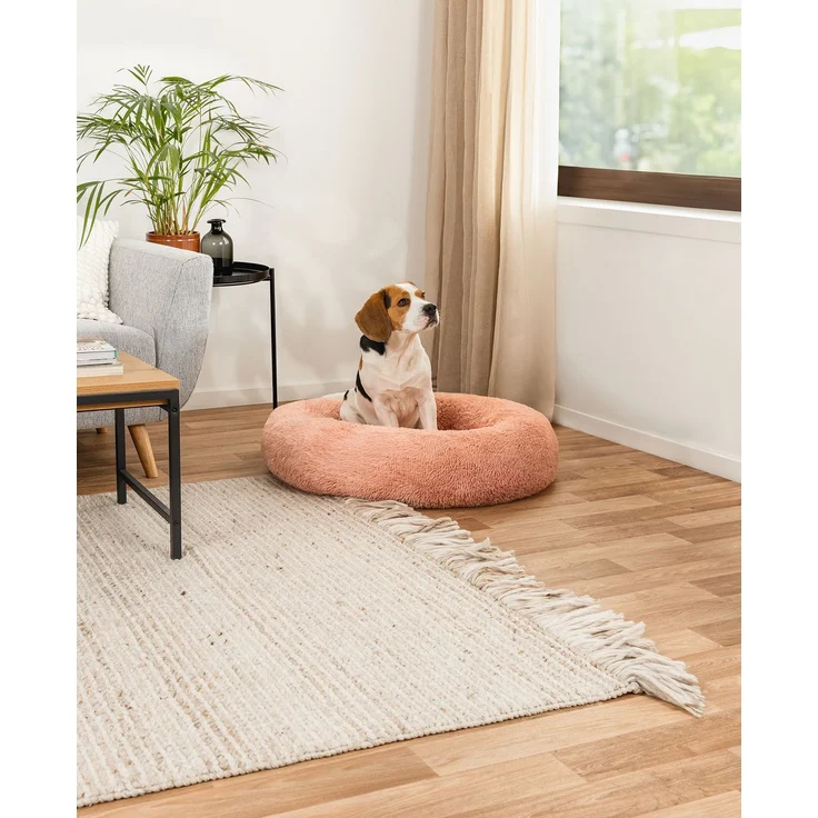 lionto Donut Hundebett, rundes Hundesofa mit Plüschbezug & Anti-Rutsch-Noppen, weich & gemütlich, 80 cm Durchmesser, rosa – Bild 2