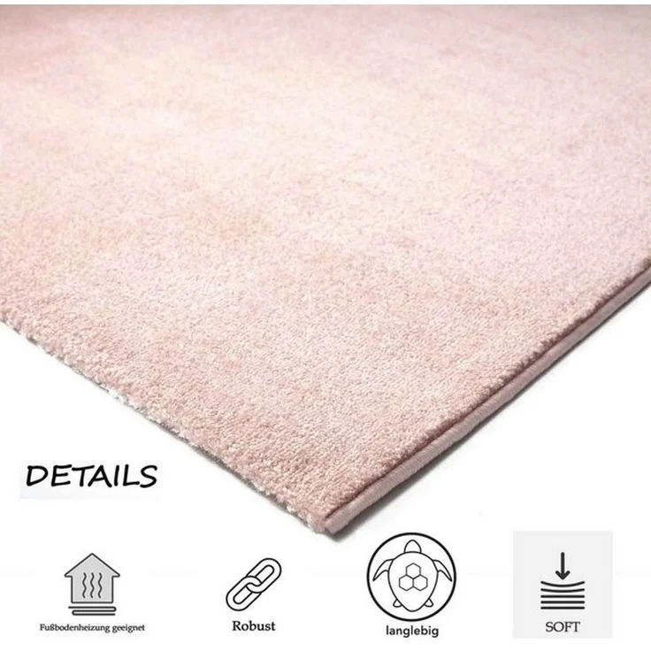 Vimoda Teppich Teppich Wohnzimmer Kurzflor, Rechteckig, Höhe: 8 mm, Teppich Einfarbig weich gewebt, Modern, in Versch. Größen & Farben – Bild 4