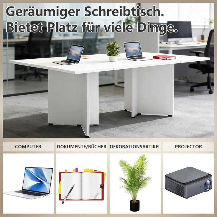 Konferenztisch modular 180 x 80 x 74 cm Black + Dark Gray – Bild 4