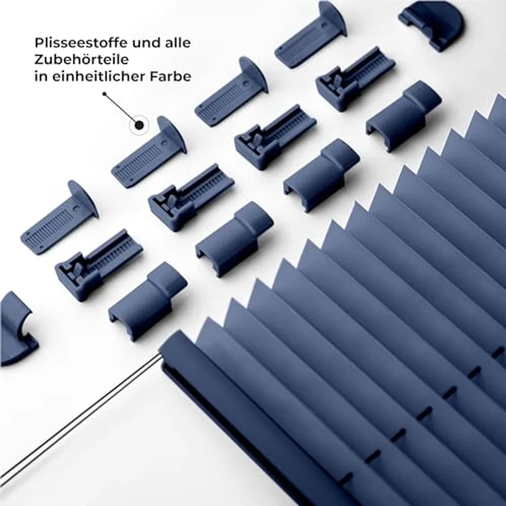 Sonello Plissee Klemmfix ohne Bohren 75x160 cm Blau Faltrollo Plisseerollo Jalousie für Tür & Fenster Blickdicht Sichtschutz Sonnenschutz Fertifplissee Rollo – Bild 3