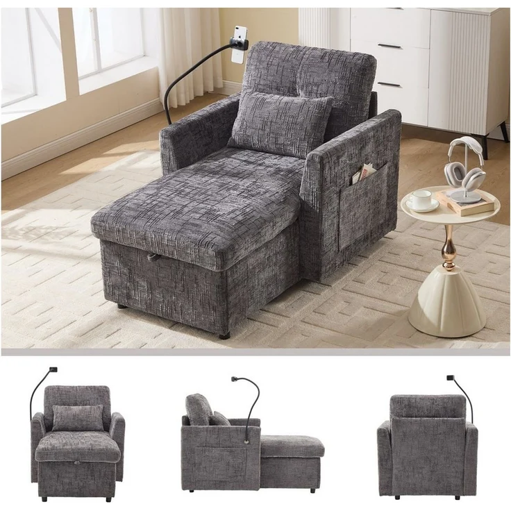 BlingBin Sofa Einzelsofa Freizeitstuhl Freizeit-Sofa, Einsitzer mit Stauraum, 125 x 84,5 x 87 cm 1 Teile, Einzelner Freizeitstuhl für Wohnzimmer Schlafzimmer kleiner Haushalt – Bild 2