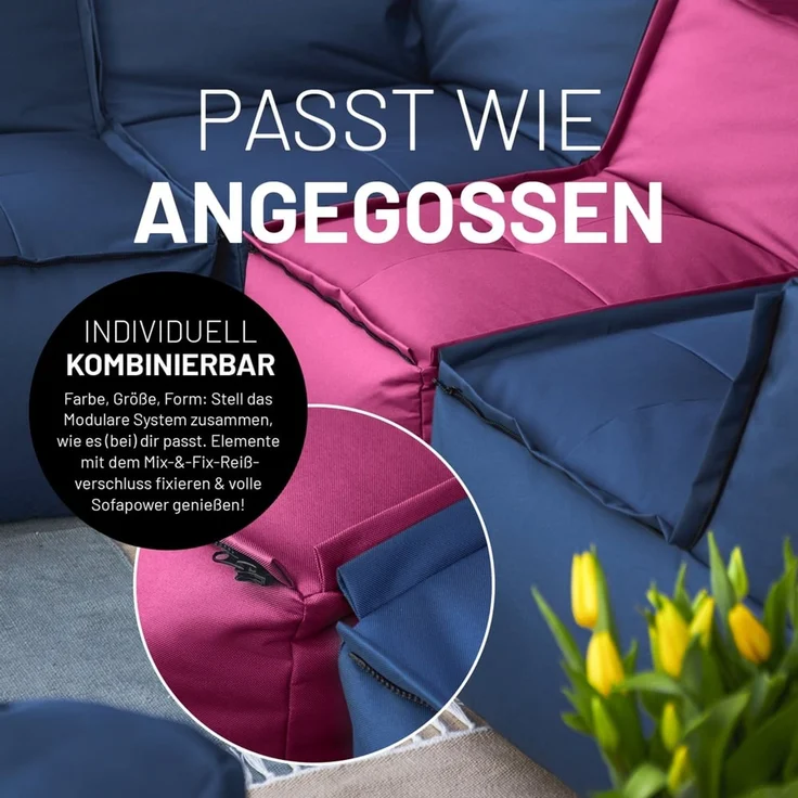 Lumaland Loungeset Modulares System erweiterbar In- & outdoor, (5-tlg), Lounge wasserfest abnehmbarer Bezug individuell kombinierbar waschbar – Bild 6