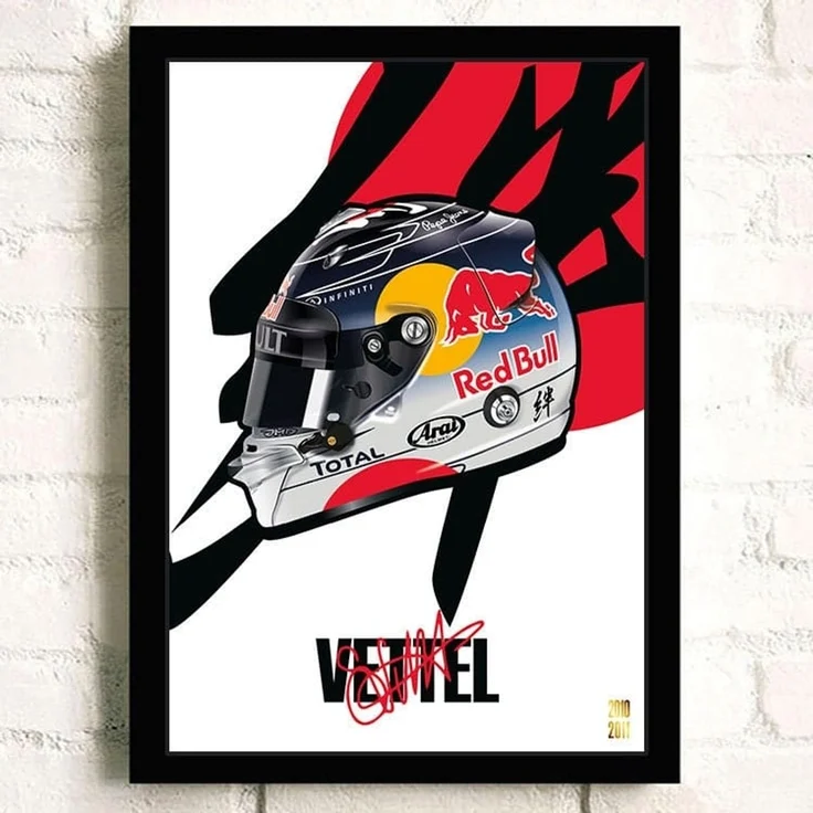 Poster Formel 1 Helm Rennfahrer Name Unterschrift · Deko Print ohne Rahmen - H Vettel / 60x90 cm – Bild 8