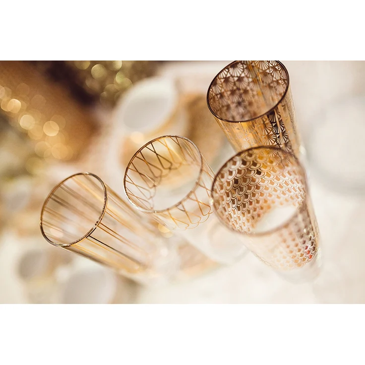 Goebel / First. Gold,Sektgläser - 2 Stk,Muster 001 + 003,6,0cm x 6,0cm x 25,0cm / Glas / 6,0cm x 6,0cm x 25,0cm – Bild 2
