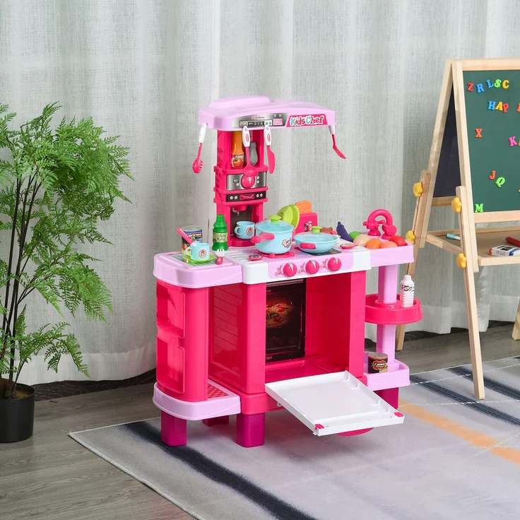 Kinderküche Rezepte Rollenspiel 38 Teile inklusive Sound und Licht Polypropylen Rosa – Bild 4