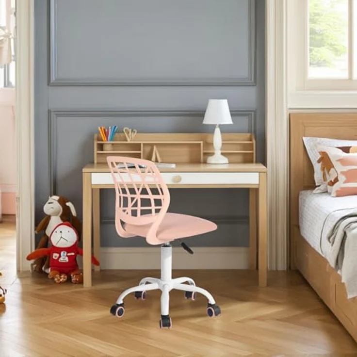 FurnitureR Bunte Schreibtischstuhl, Modernes verstellbares Design Computer Sitz, Swivel Armless Stuhl, Kinderzimmer, Home Office Task Chair – Bild 3