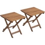 Outsunny Gartentisch Beistelltisch Outdoor, 2er-Set klappbrer Holztisch aus Holz (Campingtisch, 2-St, Klapptisch), für Garten, Balkon, Teak, 45 x 45 x 45 cm