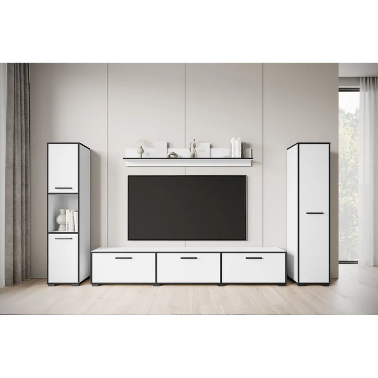Home affaire Wohnwand BOGOTA XL, Vitrine Türanschlag links/rechts wechselbar, (Komplett-Set, 4-St), viel Stauraum, hängend und stehend montierbar – Bild 1