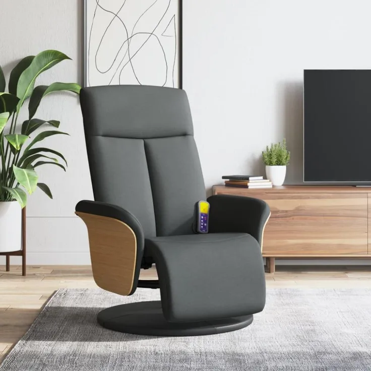vidaXL Massagesessel mit Fußteil Dunkelgrau Stoff 356534