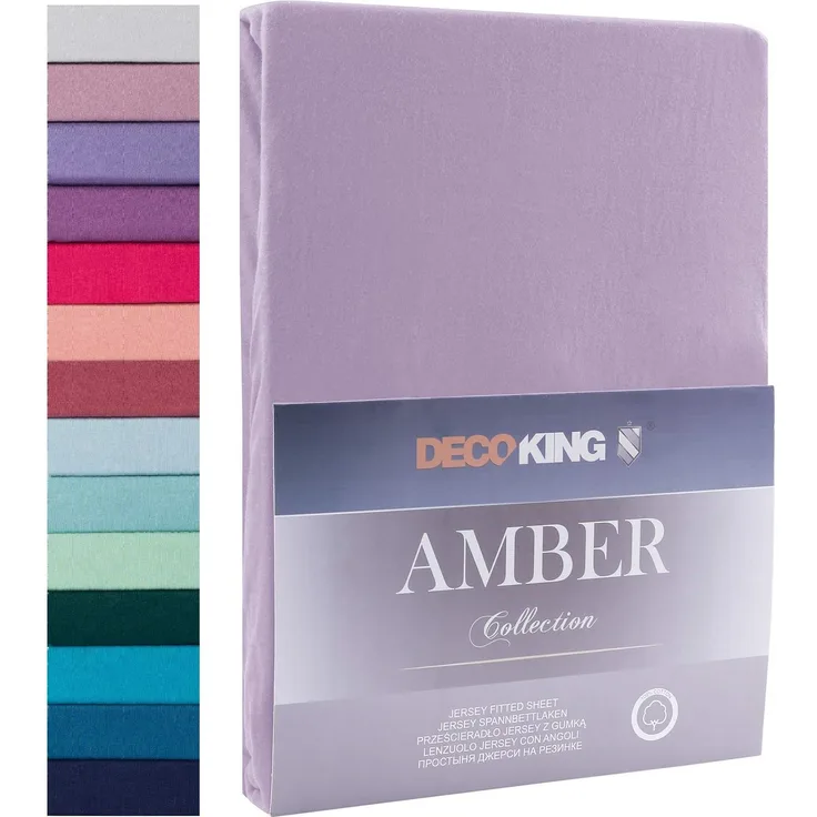 DecoKing Spannbettlaken 120x200 140x200 cm Lavendel Lila Spannbetttücher Jersey 100% Baumwolle Boxspringbett Amber 120x200 140x200