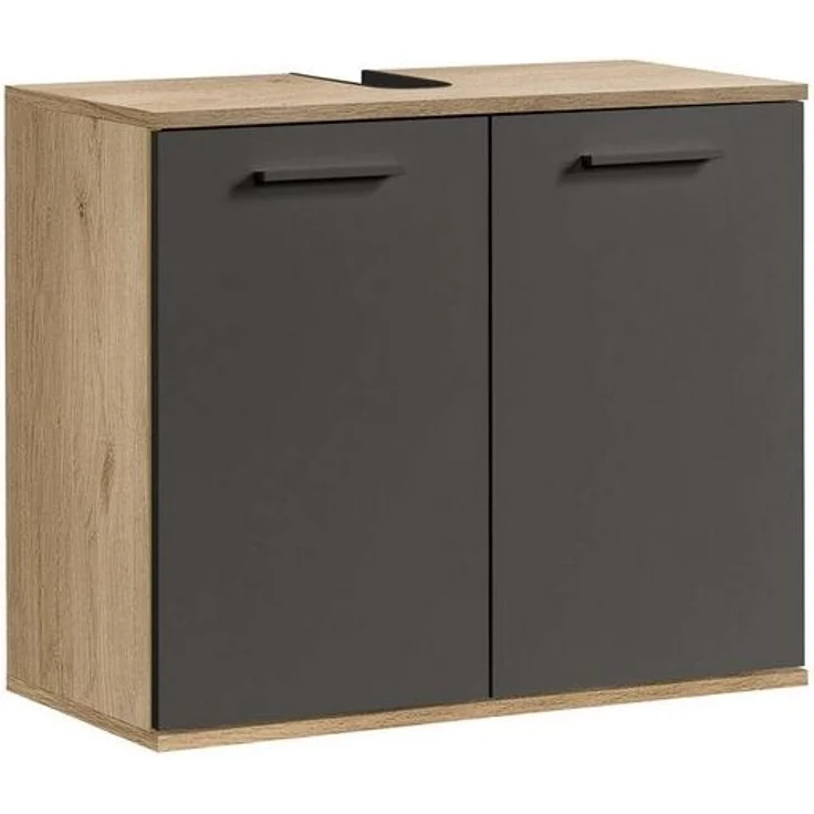 mokebo Waschbeckenunterschrank Der Waschbär (mit Einlegeboden) Waschtischunterschrank oder Badezimmerschrank in Eiche Schwarz – Bild 4