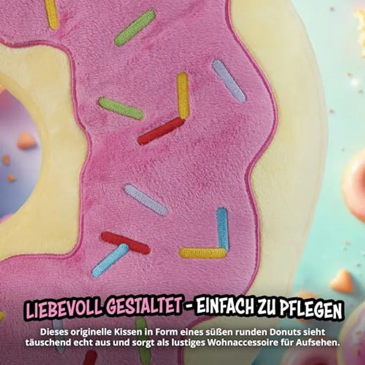 United Labels® Dekokissen Donut Kissen Plüsch Dekokissen Zierkissen rundes Kopfkissen 40 cm – Bild 6