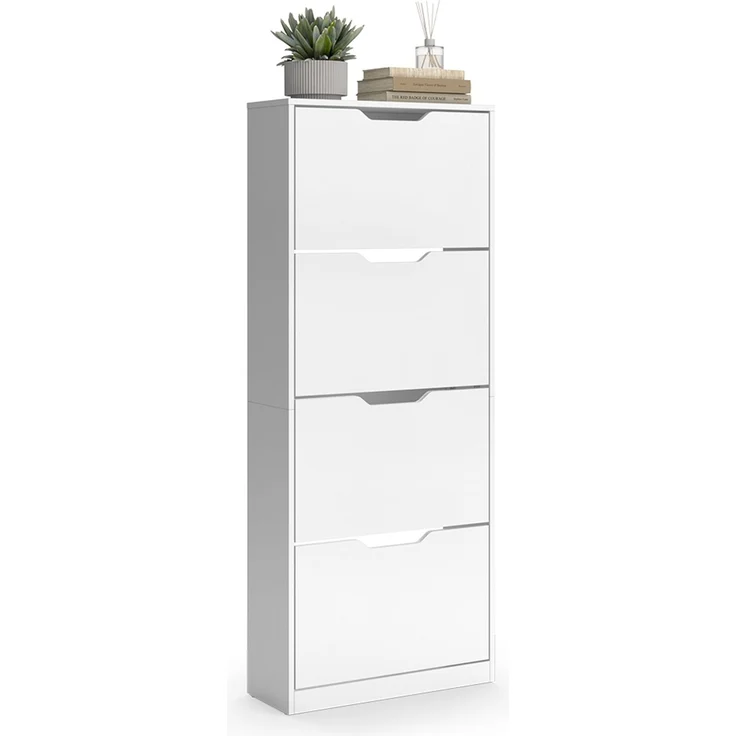 Schuhkipper Luca Weiß 59 x 146 cm mit 4 Kippfächern Vicco – Bild 6