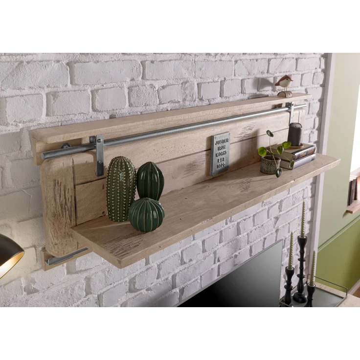 Wandregal Mango 180x25x38 whitewash lackiert RAILWAY #391 – Bild 2