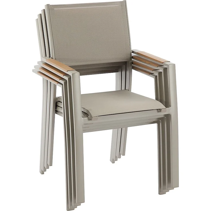 Vente-unique - Set mit 2 stapelbaren Gartensesseln aus Aluminium und Textilene - Taupe - MACILA von MYLIA – Bild 9