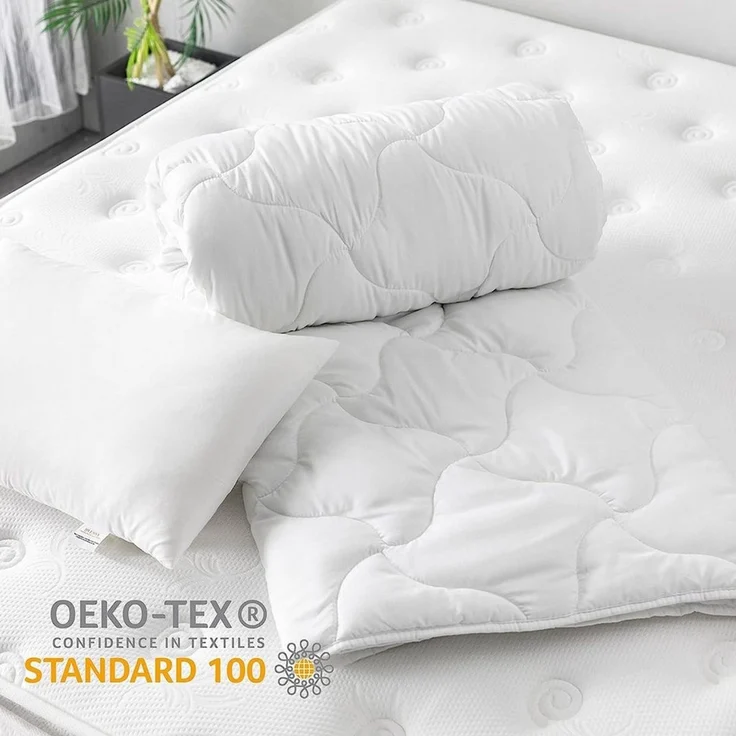 livessa Bettdecke + Kopfkissen Ideal für Ganzjahreszeiten mit 300 g/m² Füllung, Füllung: Hohlfaser, Bezug: Mikrofaser, Bettwaren SET weich und atmungsaktiv