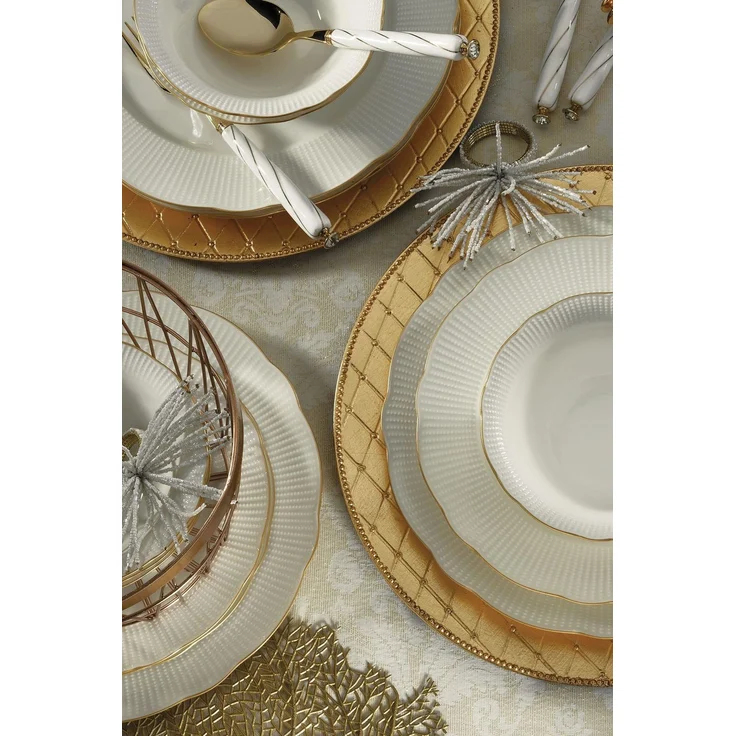 Hermia Concept 'BNILY26YT20' Tafelservice (26-teilig), Weiß / Gold, 28 x 15 x 3 cm – Bild 4