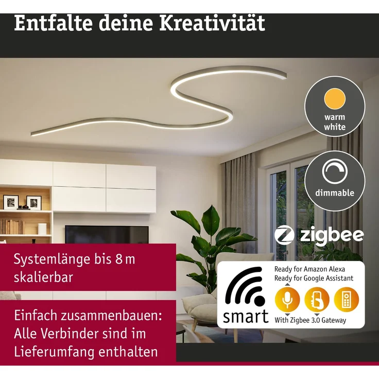 Paulmann Einspeisung für Lichtleiste Linion Power Channel 17 W Aluminium chrom-matt warmweiß dimmbar – Bild 3