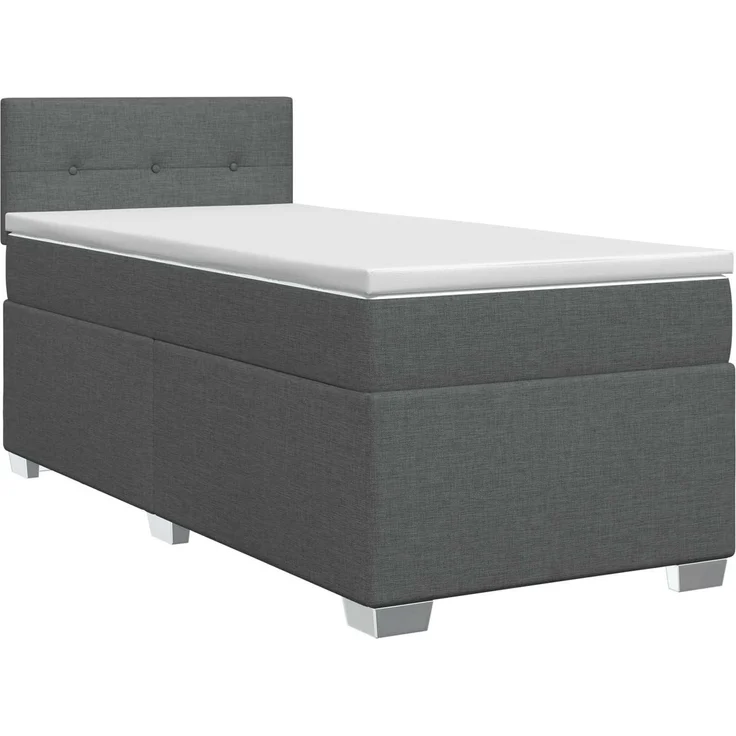 vidaXL Boxspringbett mit Matratze Dunkelgrau 90 x 190 cm Stoff 3450370 – Bild 2