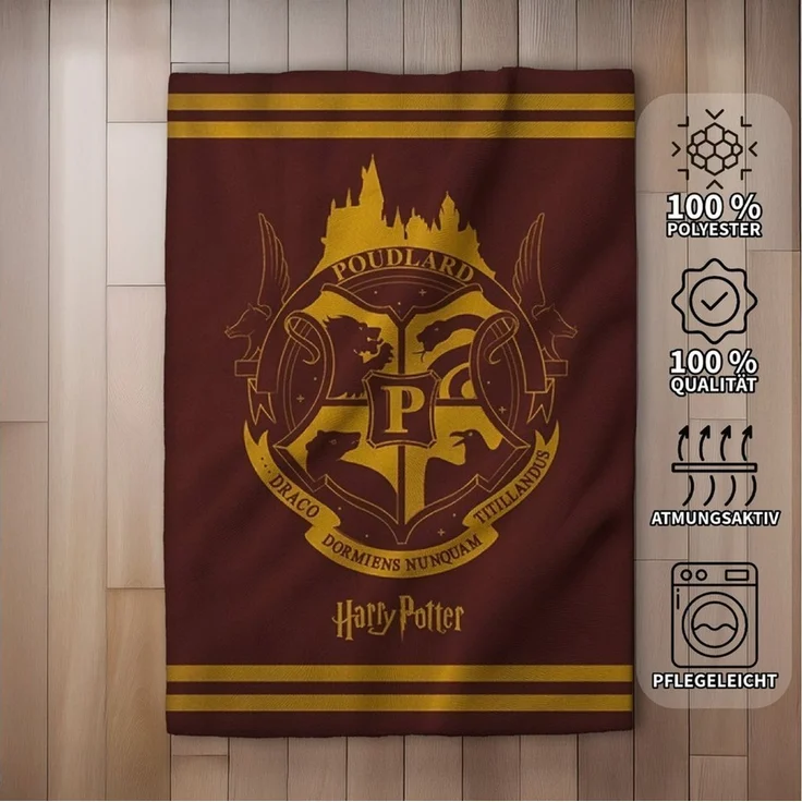 Harry Potter Decke – Wohndecke 130x160 cm für Kinderzimmer und mehr – Bild 2