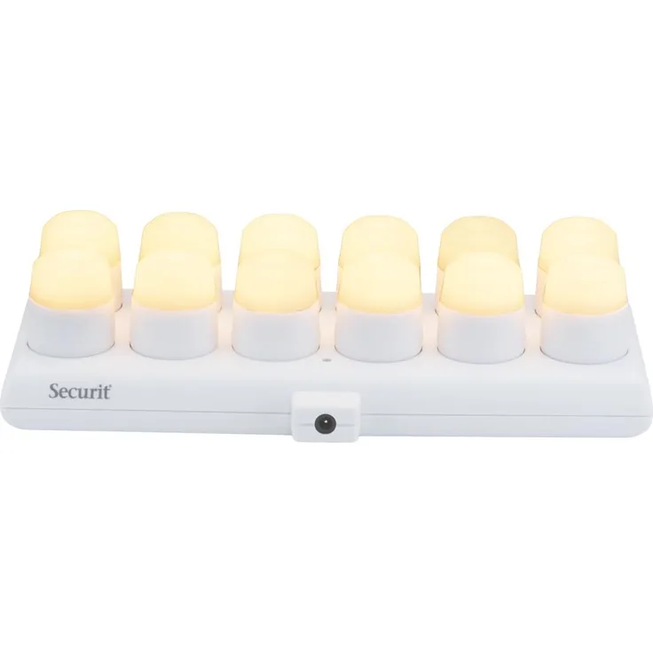 SECURIT – Wiederaufladbares LED-Teelicht-Set Amsterdam – Kabellos – Magnetisch – Für Bar, Café, Restaurant – Warmweiß – 12 Kerzen, Fernbedienung, Basis, Ladekabel inklusive, Weiß
