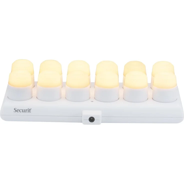 SECURIT – Wiederaufladbares LED-Teelicht-Set Amsterdam – Kabellos – Magnetisch – Für Bar, Café, Restaurant – Warmweiß – 12 Kerzen, Fernbedienung, Basis, Ladekabel inklusive, Weiß