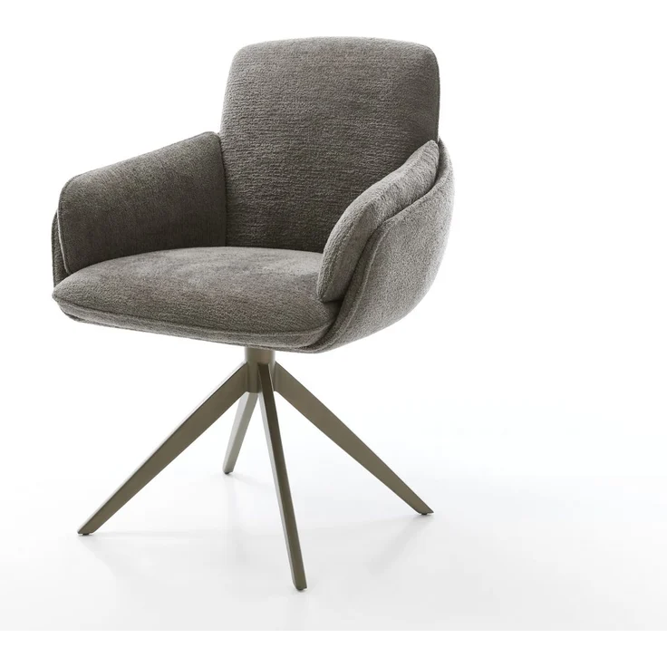 Drehstuhl Luan-Flex mit Armlehnen Bouclé Soft Schlamm Kreuzgestell breit Effektfinish Titan 360° drehbar Wippfunktion – Bild 1