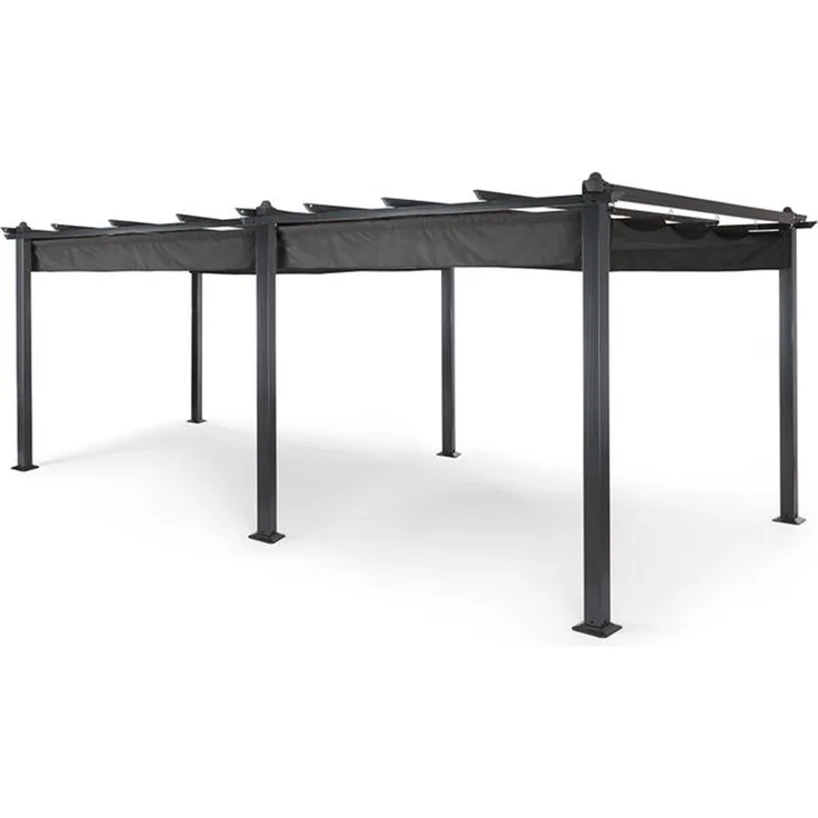 Blumfeldt Pavillon 3x6m, Rostfreier Metall-Pavillon mit Einziehbarem Dach, Pavillon Wasserdicht, Stabil & Winterfest, Langlebige Pergola Freistehend, Gartenpavillon mit UV-Schutz & Aluminium-Rahmen