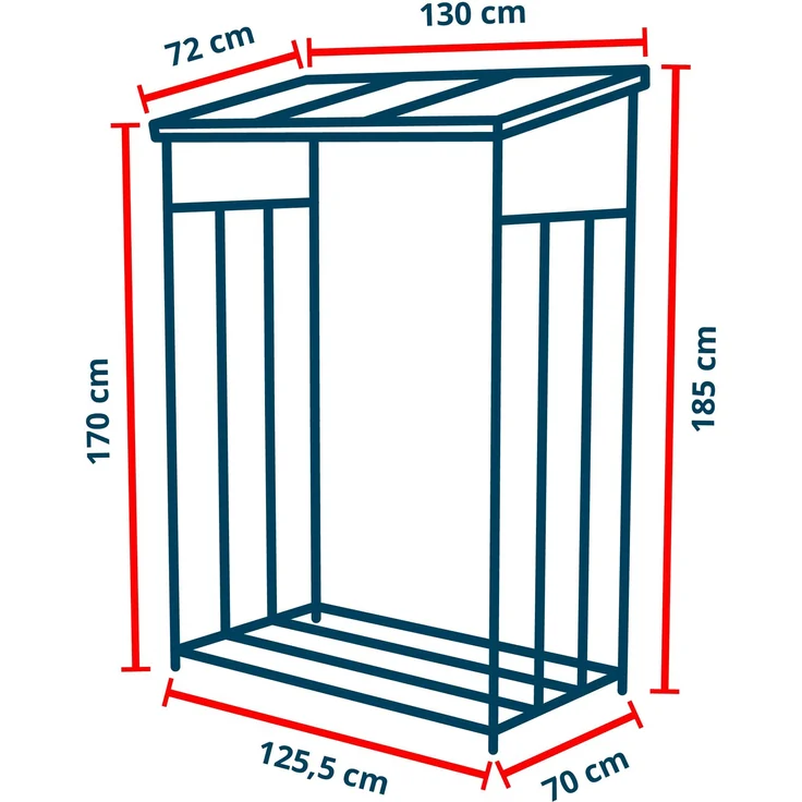 GFP Primeyard Kaminholzregal Metall 130x72x185 cm Brennholzregal grau – Bild 2