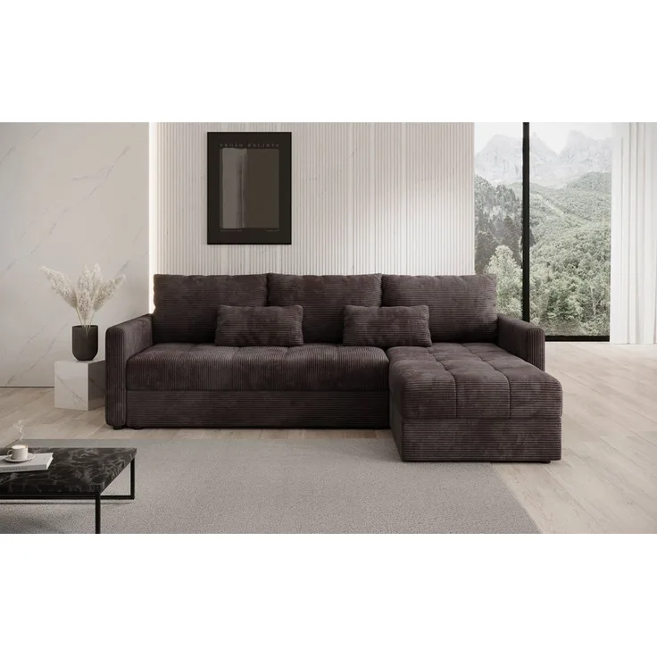 Luxusbetten24 Schlafsofa Designer Sofa Roma in Cord, mit Stauraum und Schlaffunktion