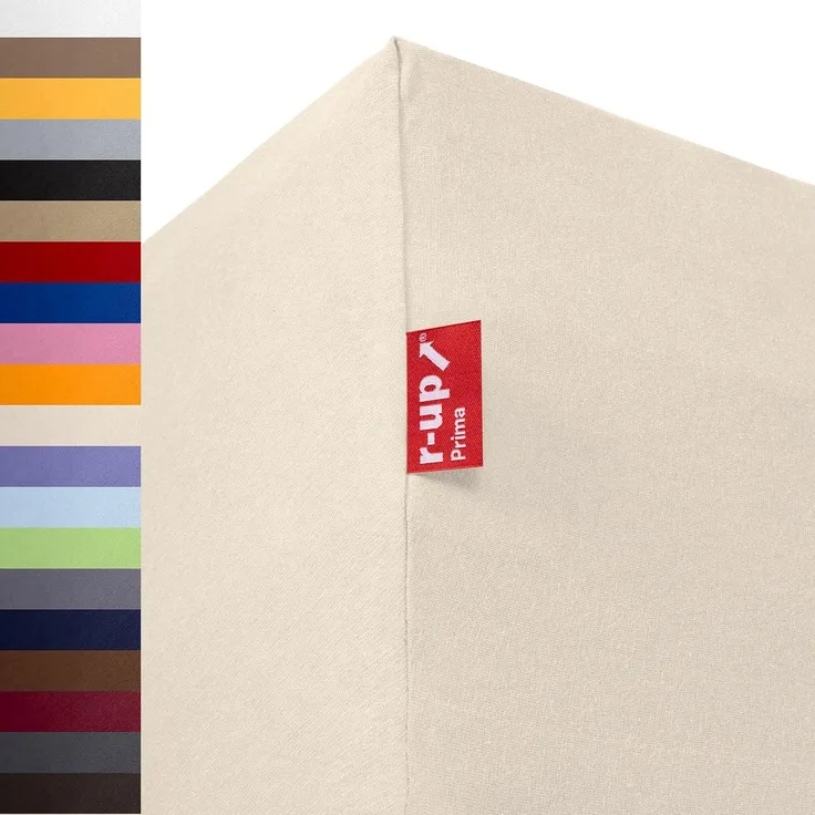r-up Prima Spannbettlaken 180x200-200x220 bis 35cm Höhe natur 97% Baumwolle / 3% Elasthan 160g/m²