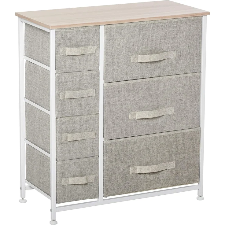 HOMCOM Kommode Schubladenschrank, rechteckig (Stoffschubladen, 1 St, Schubladenschrank), Hellgrau 63,5 x 30 x 71 cm – Bild 1