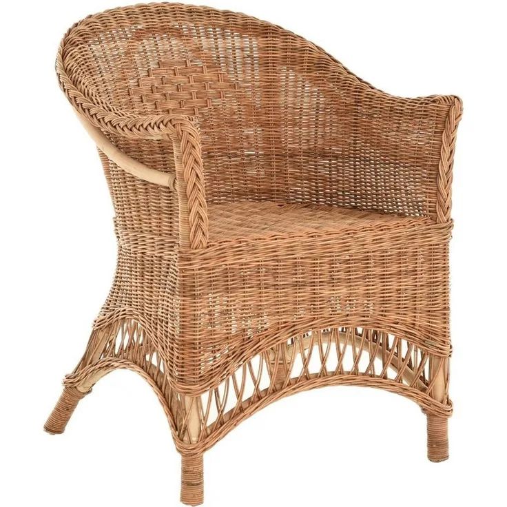 Krines Home Esszimmersessel Rattansessel Landhaus Flechtsessel Wintergarten Sessel Korbsessel, mit Armlehnen, Natur Rattan
