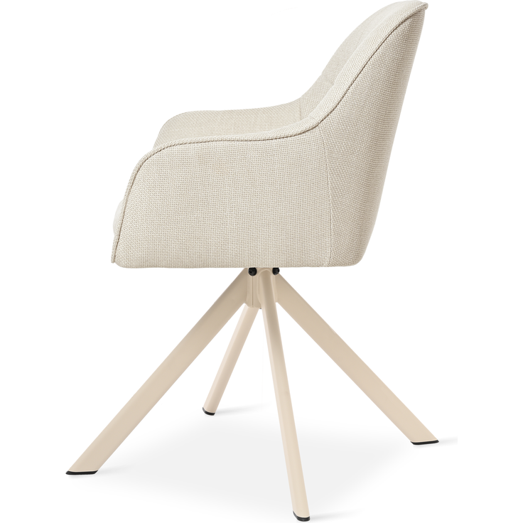 GOEURVANT 1437 4er-Set Esszimmerstühle, 360° Drehbar, Webstoff, beige, 83 x 52 x 59 cm – Bild 5