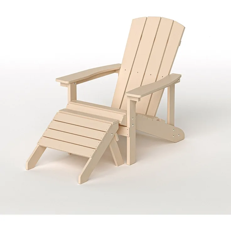 HOME DELUXE Gartenstuhl FAREA inkl. Hocker – Creme-Weiß