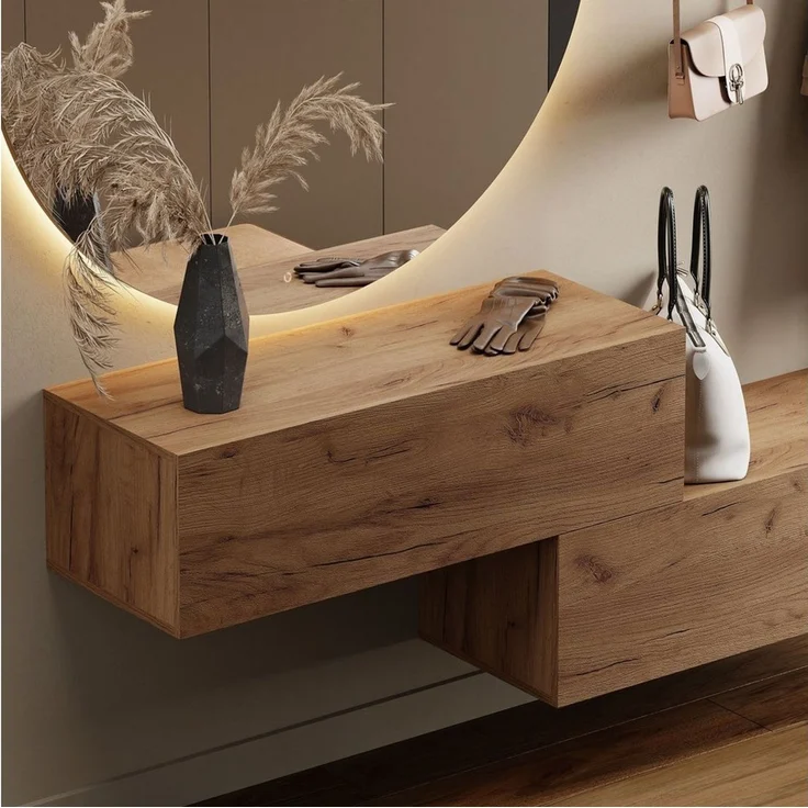 Planetmöbel Garderobenschrank Kompaktgarderobe Wandschrank 200 cm (schmaler Flurschrank mit Stauraum, 2-St, Flurgarderobe mit Soft-Open Funktion) Flurkommode vielseitig kombinierbar, 2x 100 cm – Bild 2