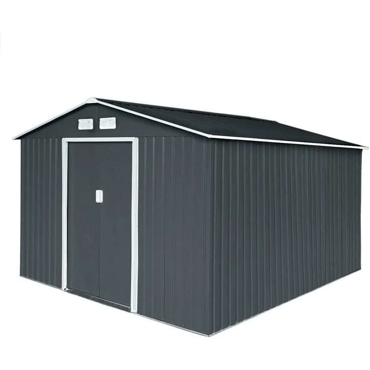 Hattoro XXXL Gerätehaus mit Schiebetüren und Satteldach, Metall anthrazit, 277 x 319 x 192 cm (BxTxH), 15 m³