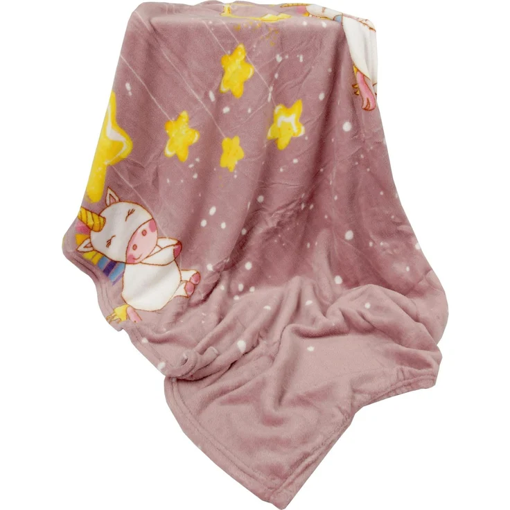 Baby Kuscheldecke 75x100 cm - vers. Motive - Flauschdecke Fleecedecke - weiche Wohn-Decke zum kuscheln Einhorn – Bild 3