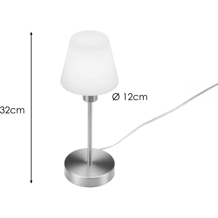 LED Tischlampe MATHA mit Touch Dimmer und Glas Lampenschirm, Höhe 32cm – Bild 4