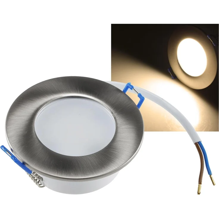 LED-Einbauleuchte "Flat-30 FR-R" 3000KØ85x30mm, 5W, 460lm, IP44, rund, poliert – Bild 1