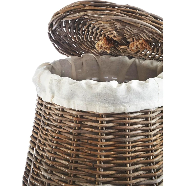 Kobolo Wäschekorb Wäschebehälter rund - Rattan kubu grey mit Deckel – Bild 4