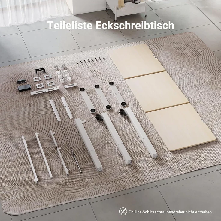 Claiks Eckschreibtisch Höhenverstellbar 160x140cm Dual-Motor L-Form Beige – Bild 8