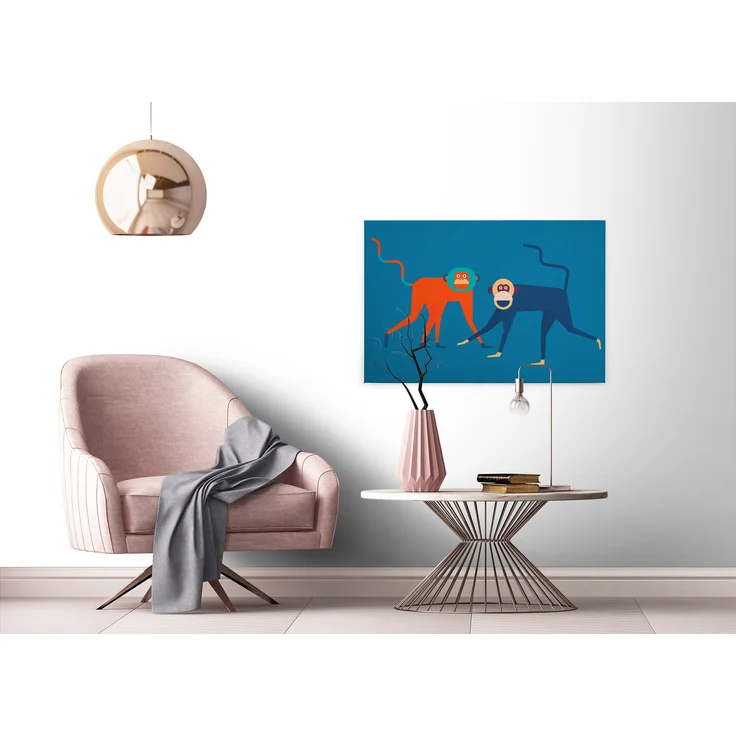 Leinwandbild Affen Blau Orange 90x60 DD120467 Keilrahmenbild Wandbild Leinwand – Bild 4